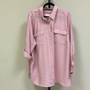 Vince Camuto plus size rose colored, long sleeved blouse.